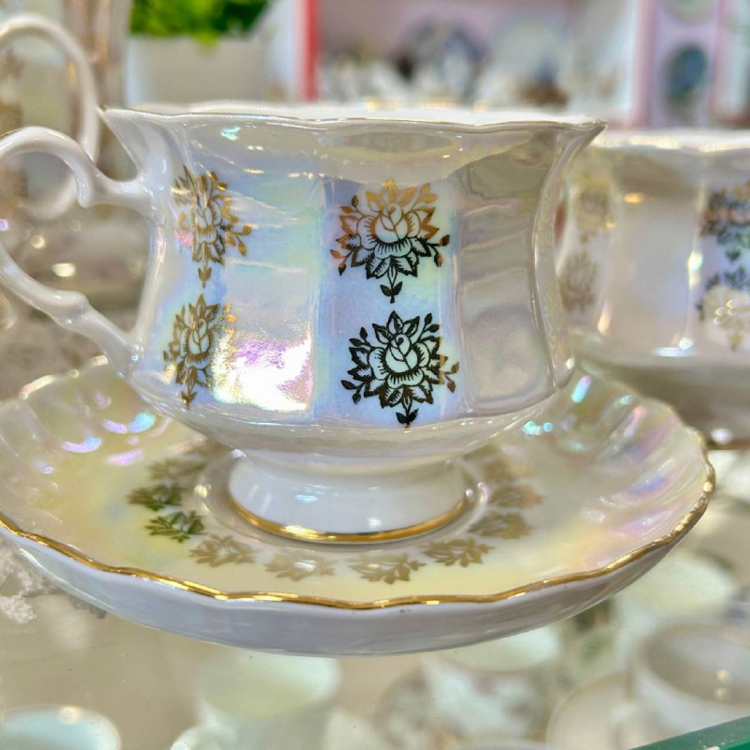 Кофейный сервиз Коростенский ФЗ 1990гг. Тонкий фарфор, люстр, позолота. Цена за 15пр. Картинка 2